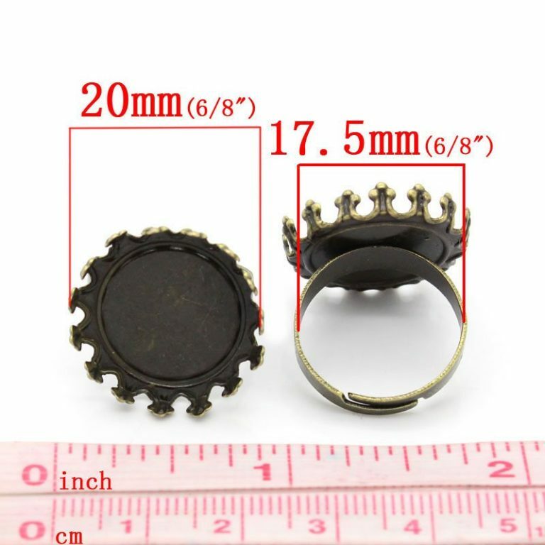 5 pcs. Antique Bronze ADJUSTABLE Cabochon Setting Bezel RING bases settings 20mm