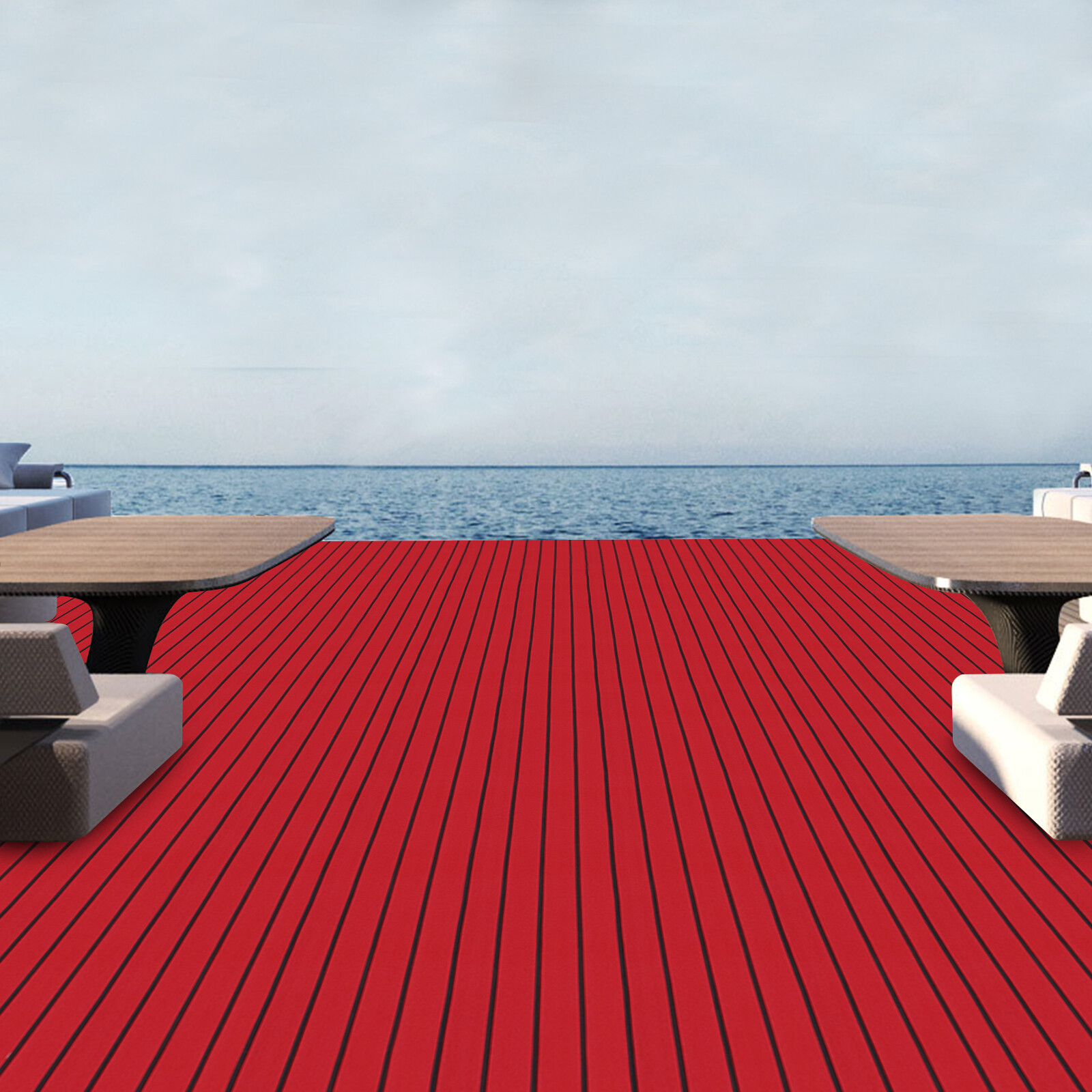 Red EVA Foam Boat Marine Yacht Flooring Mat Faux Teak Non-Slip Decking Sheet Pad