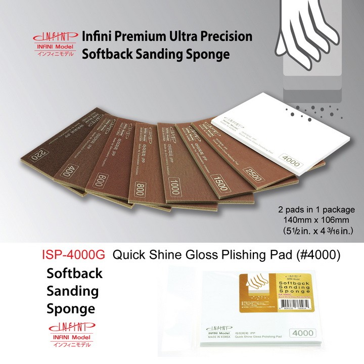 Softback Sanding Sponge-Quick Shine Gloss Polishing #4000 (2pads, 14cm x 10.6cm)