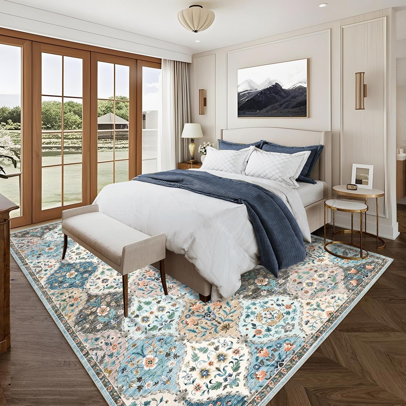 ROYHOME 9x12 Area Rug Large Machine Washable Rug for Living Room Moroccan Tre...