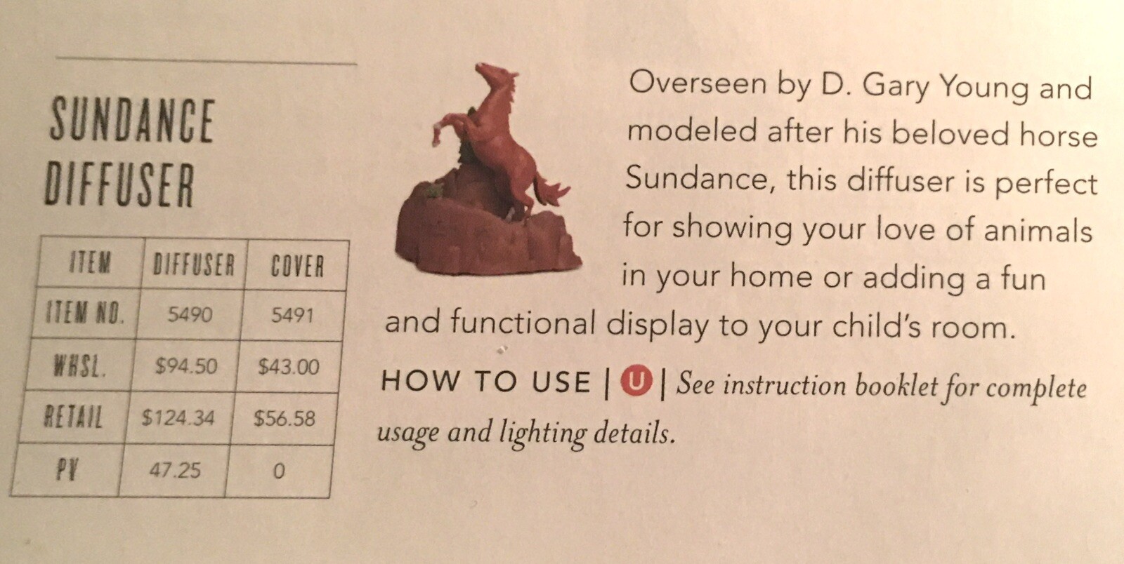 Replica-Sundance Replica Gary Youngs Horse. Aromatherapy, Diffuser, YoungLiving