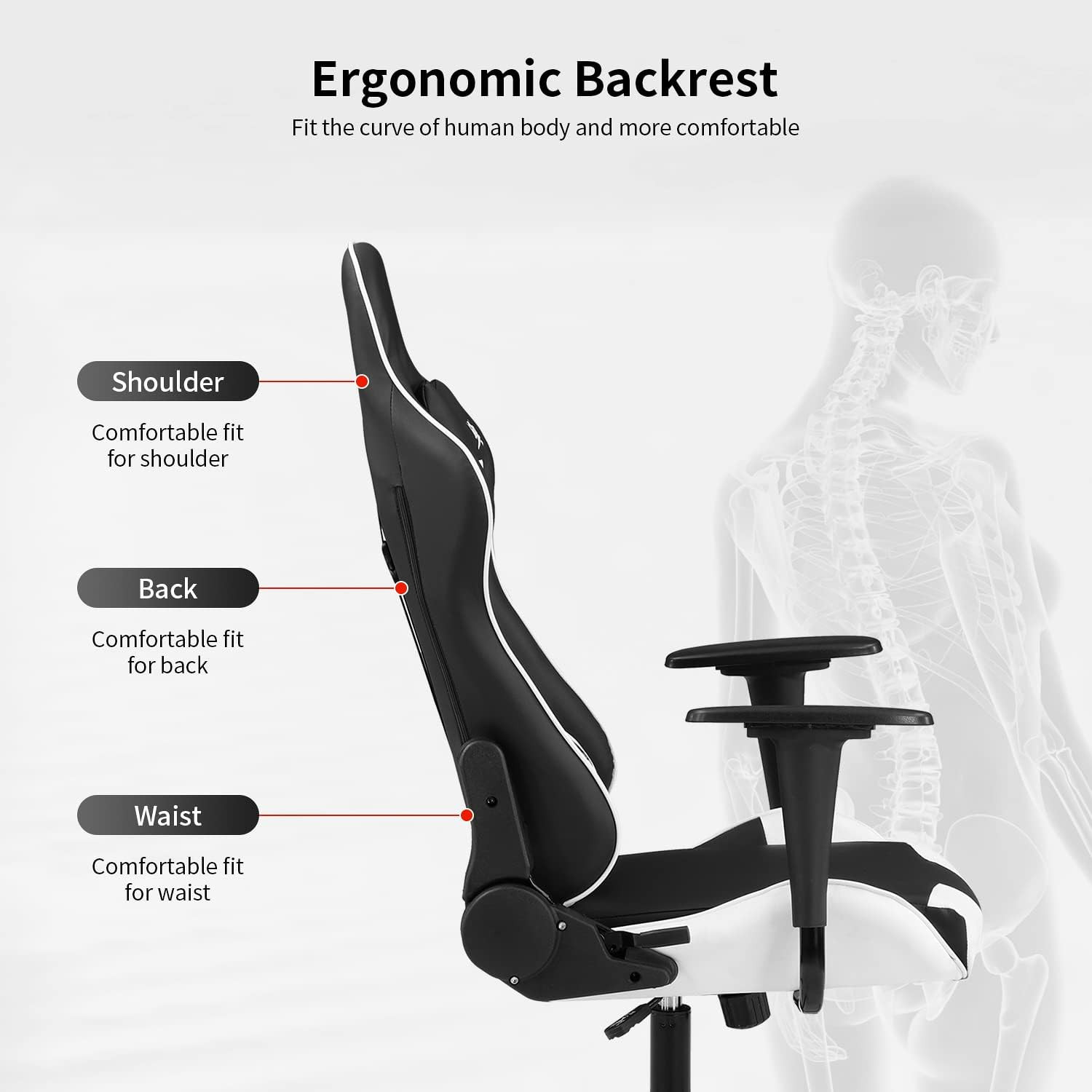 Gaming Chair Desk Chair Ergonomic High Computer Chair with Adjustable Lumbar Sup