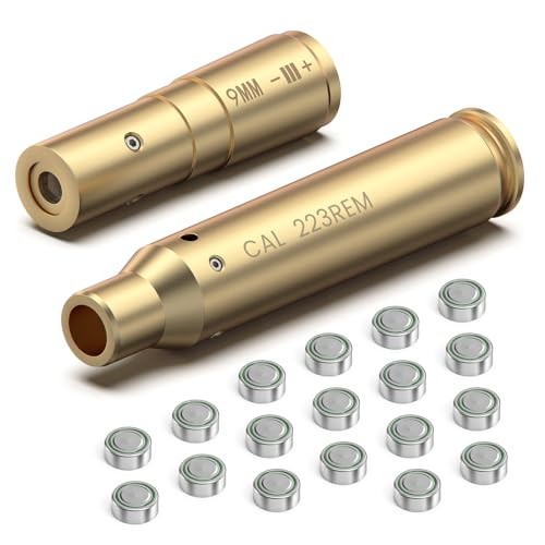 Laser Bore Sight 9mm/223 5.56 Red Laser Boresighters with 9 Batteries Bore
