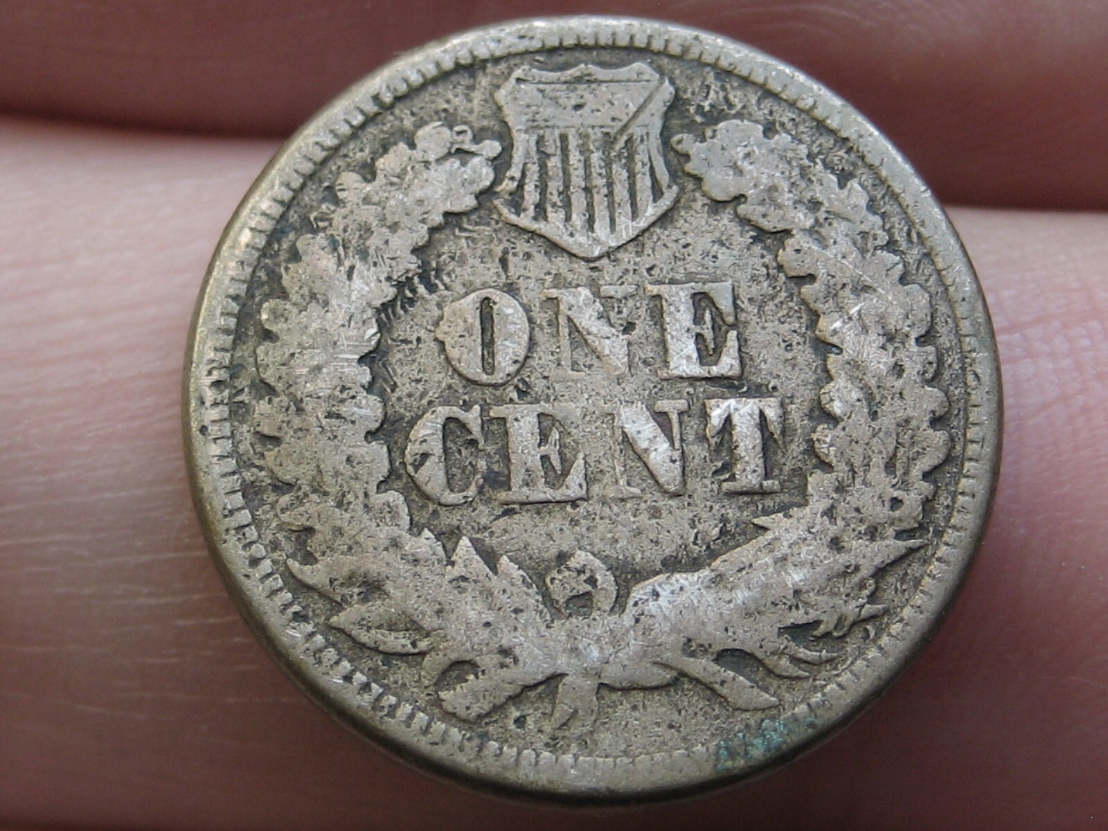 1863 Copper Nickel CN Indian Head Cent- Good/VG Details