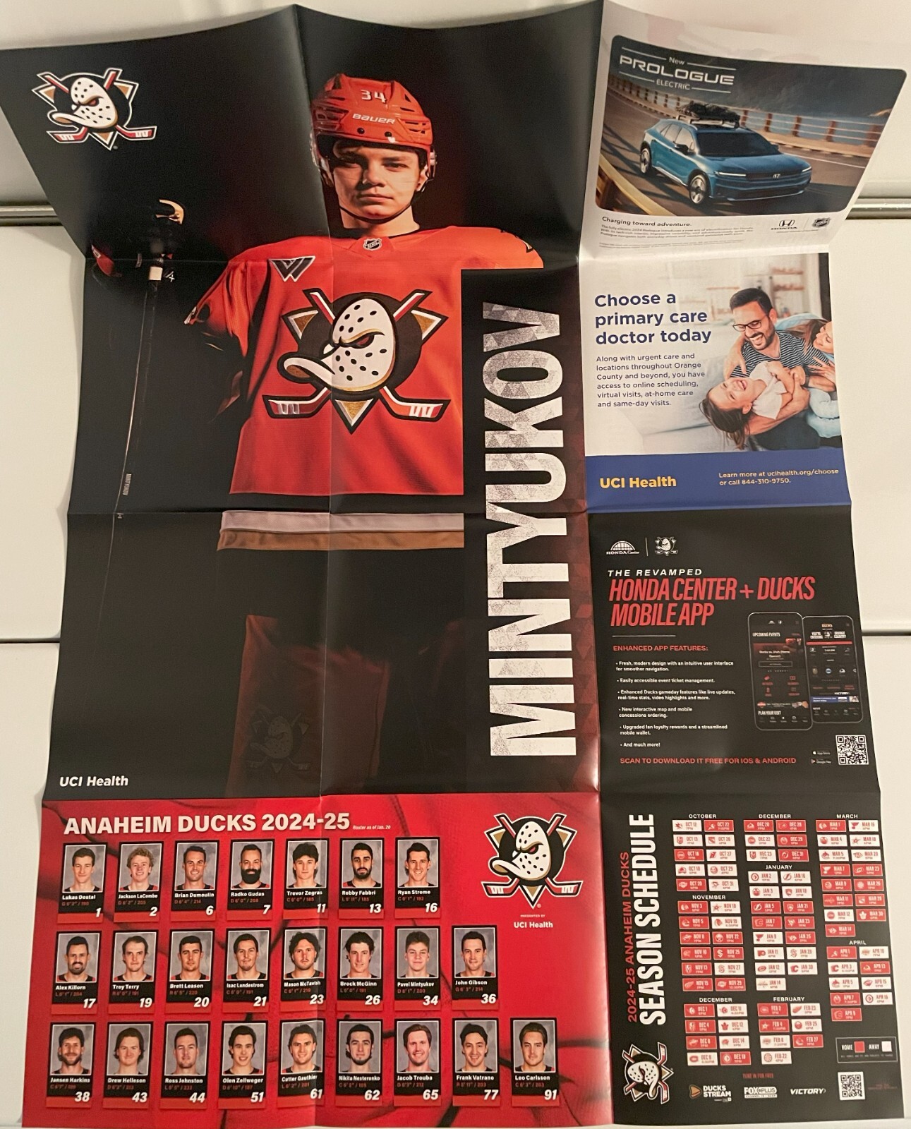2025 Anaheim Ducks v Nashville Predators GAMEDAY PROGRAM- Pavel Mintyukov Poster