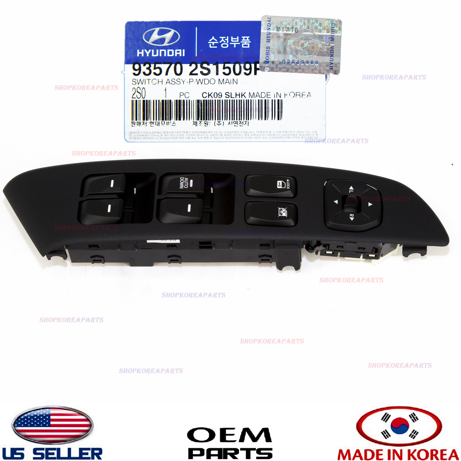 Genuine Front Main Power Window Switch AUTO DOWN ONLY 2010-2015 Tucson OEM