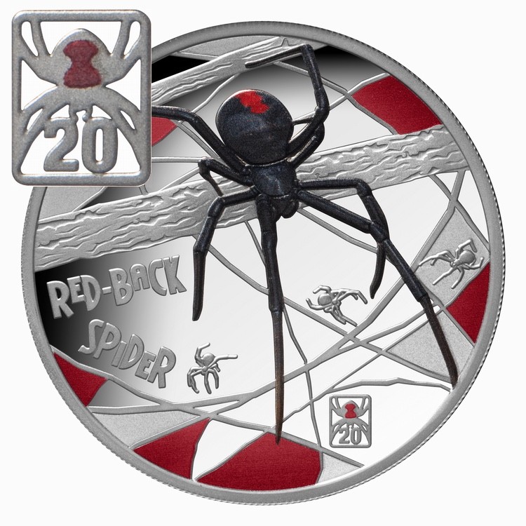 Tuvalu 2026 RED BACK SPIDER Deadly & Dangerous $1 Oz Silver Proof w/ Privy Mark