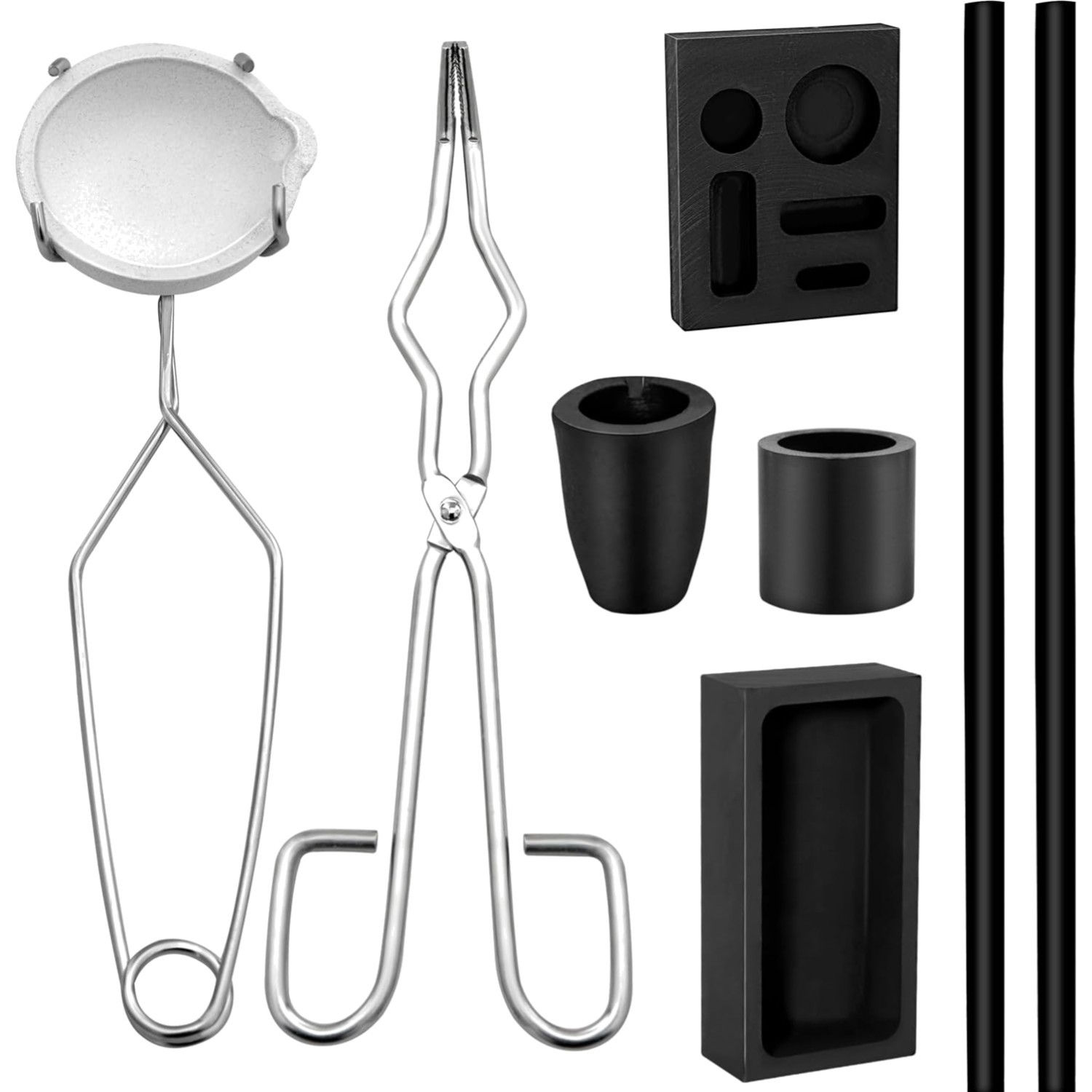 Metal Melting Kit Graphite Crucibles Casting Molds Tongs for Gold Silver Copper