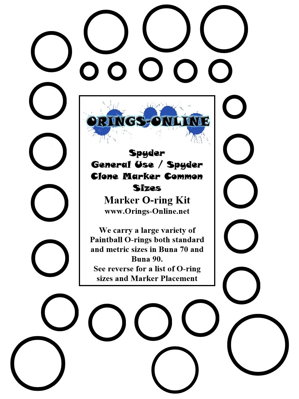 Spyder General Use / Spyder Clone Paintball Marker O-ring Oring Kit x 4 rebuilds
