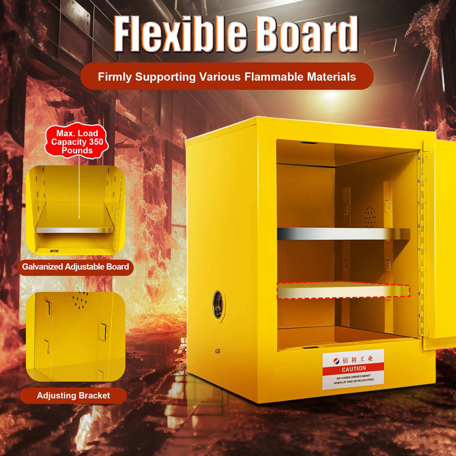 4 Gallon Fireproof Safety Storage Welded Cabinet Bin Flammable Liquid Storage