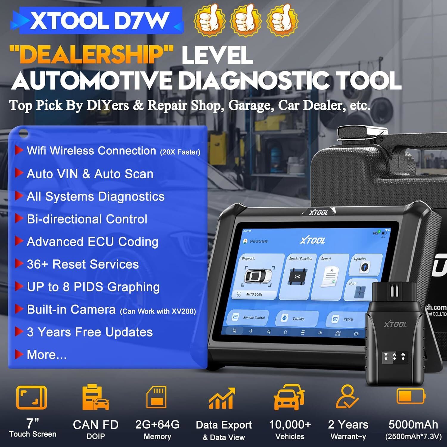 2024 XTOOL D7W Wireless WIFI Car Bidirectional Scanner Full System Diagnostic