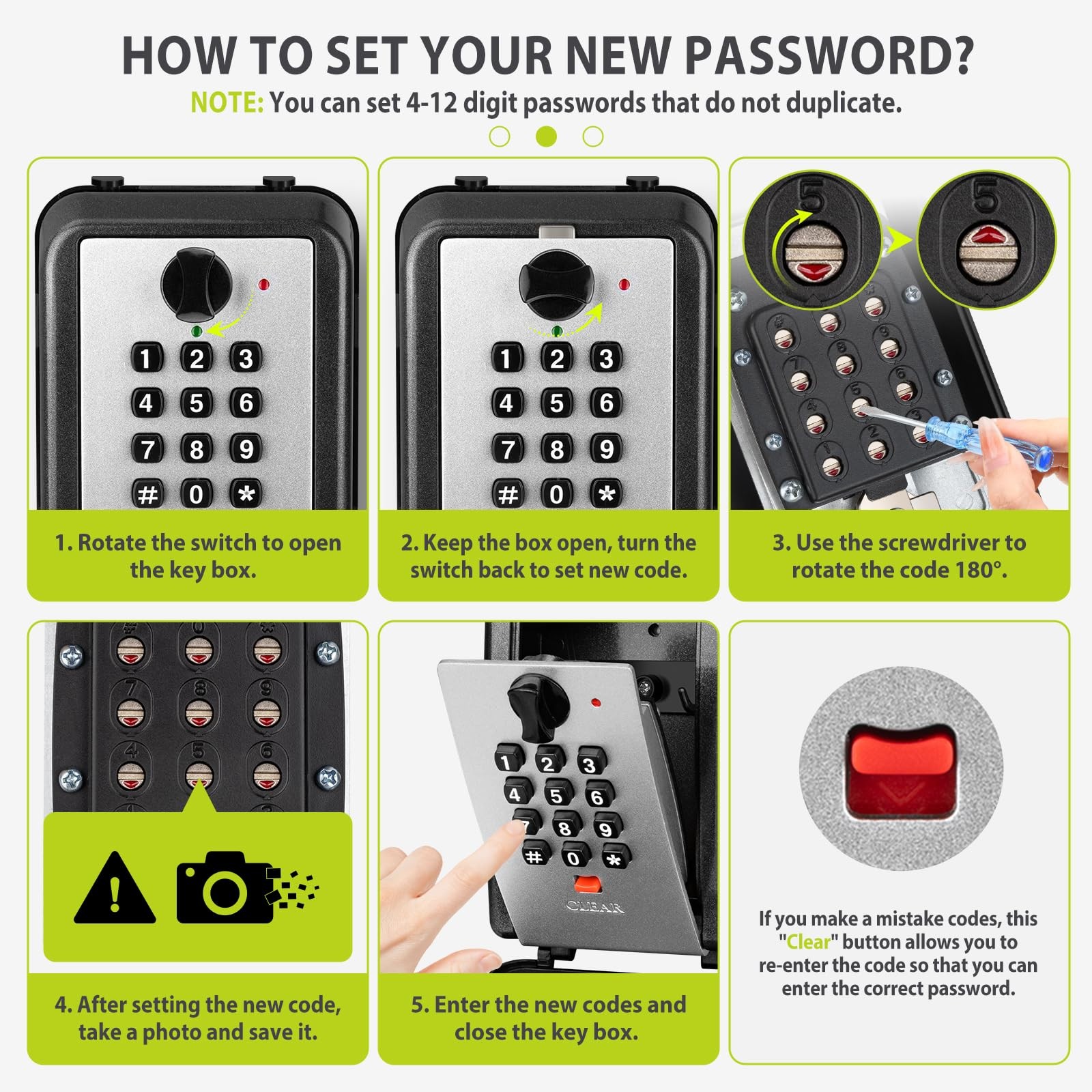 Waterproof Key Lock Box Outside 12Digit Combination Code Wall Mount Safe