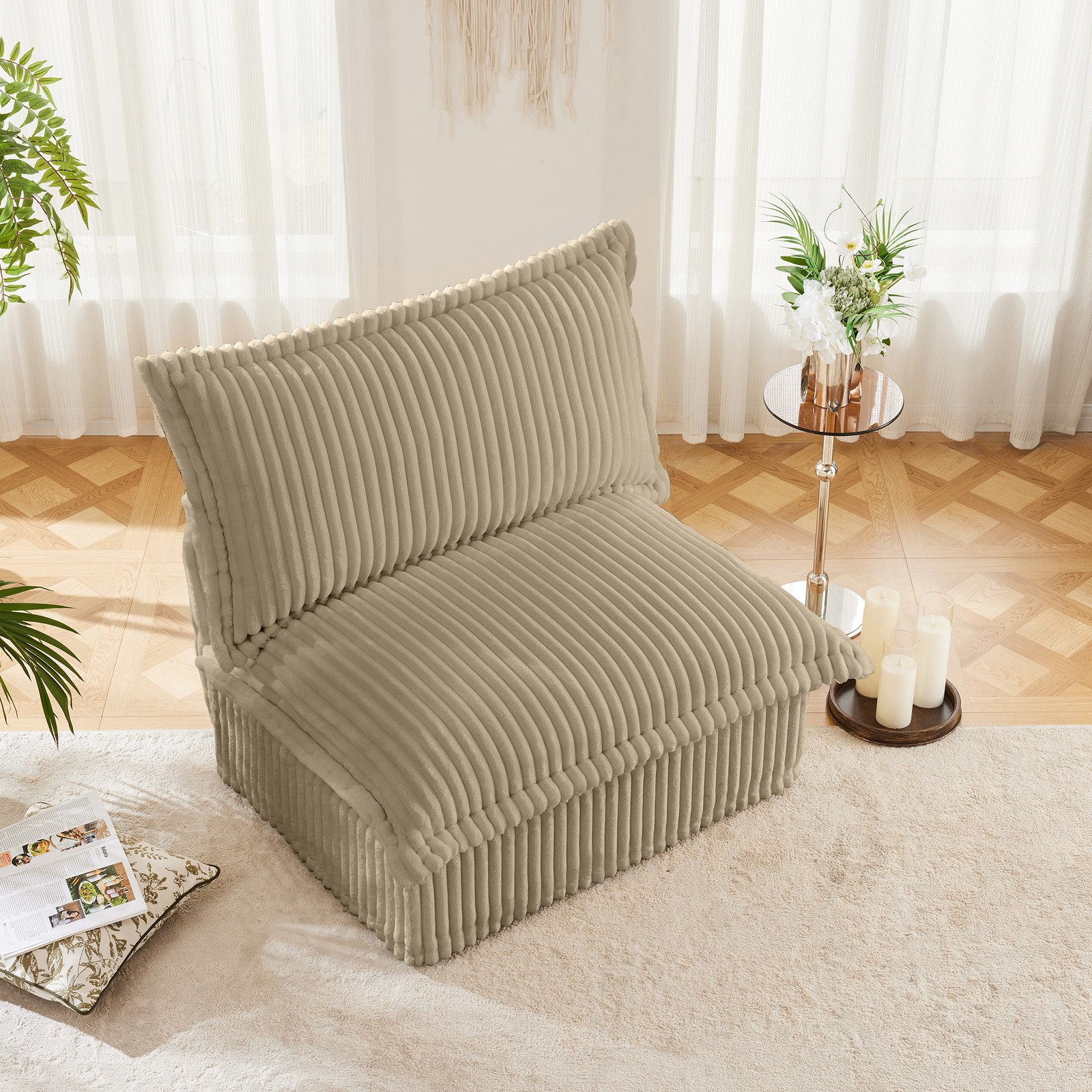 Corduroy Sofa, Deep Seat, Removable Washable Covers, 300lb Capacity