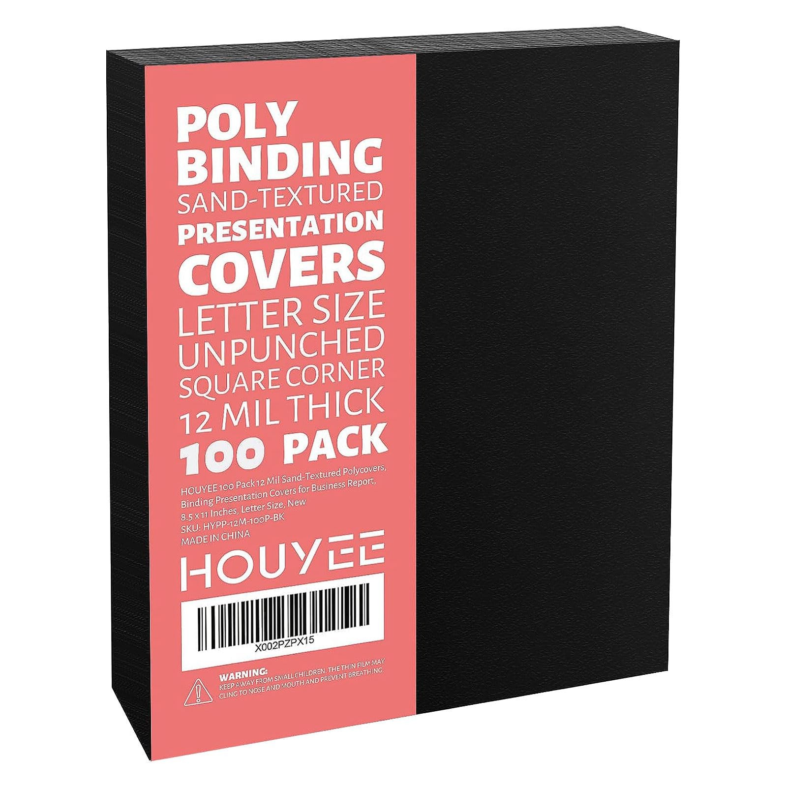 100 Pack 12 Mil Poly Binding Covers,Sand Texture Binding Presentation Covers,...