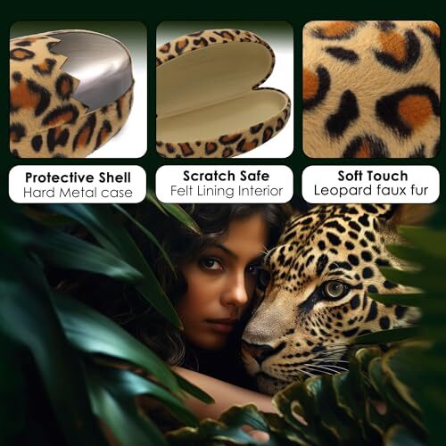 Large Hard Sunglasses Case | fits Large curved Sunglasses, with Leopard Brown2