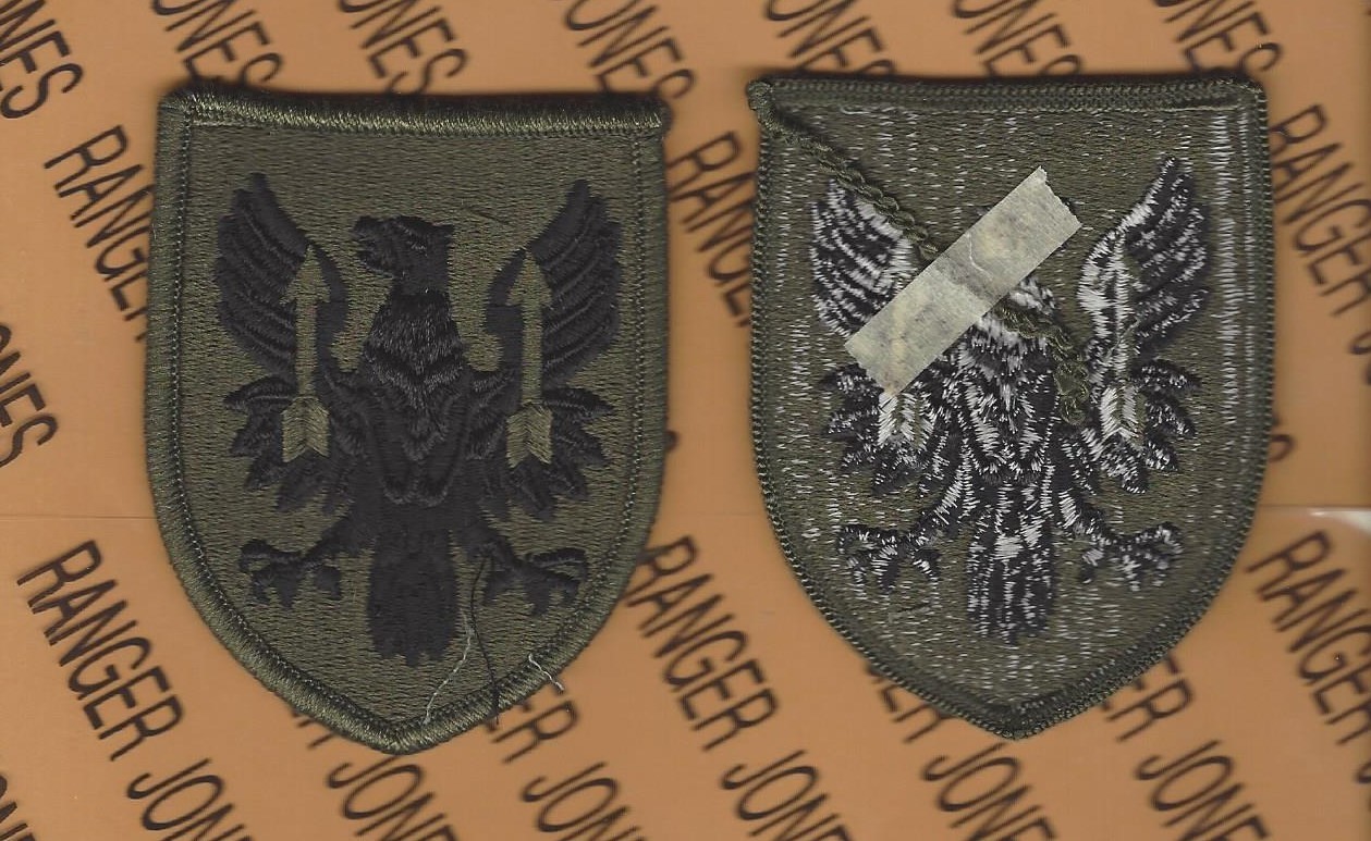 US Army 11th Aviation Brigade OD Green & Black BDU uniform patch m/e Green Arrow
