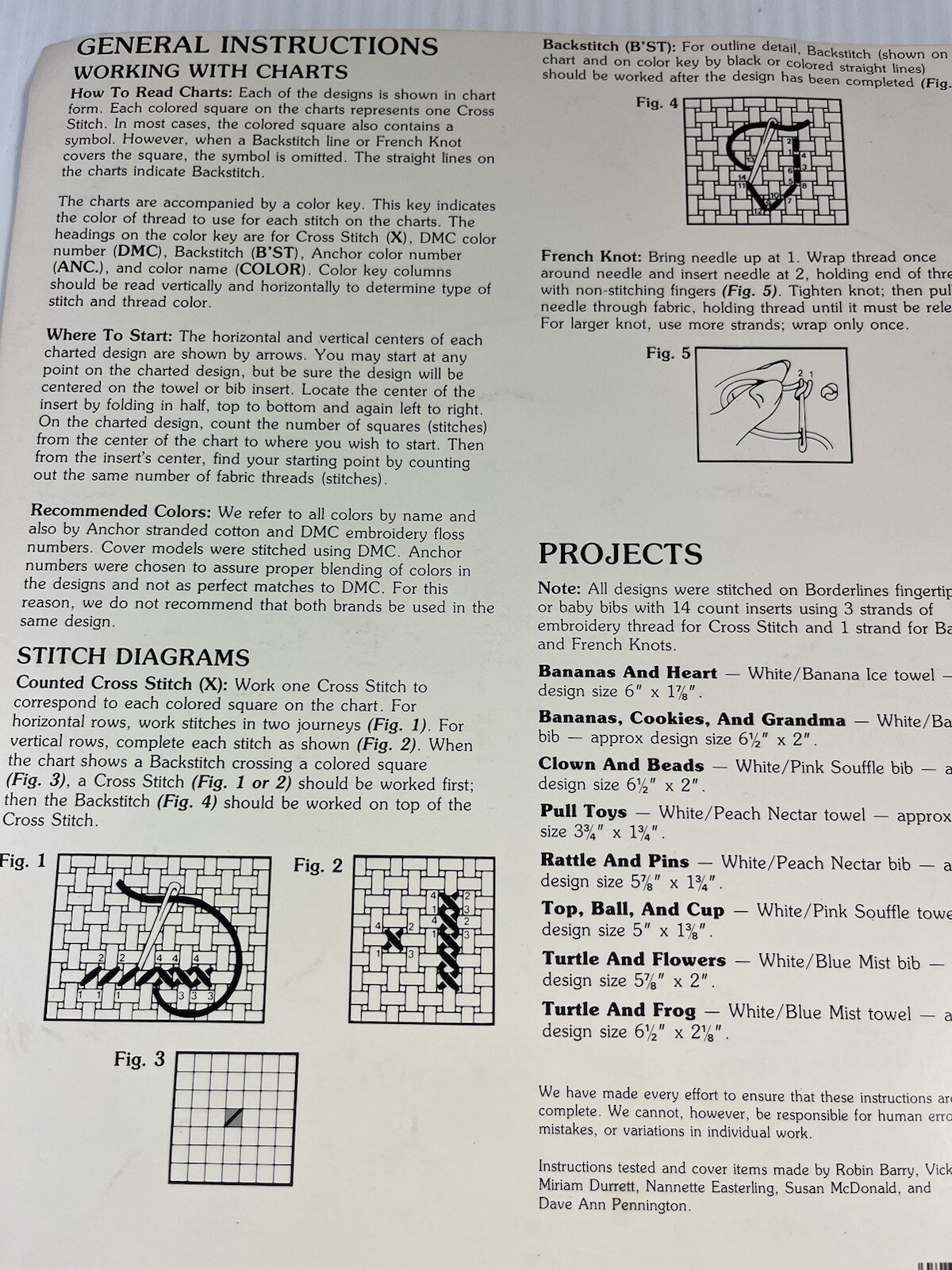 Leisure Arts Cross Stitch Pattern Leaflet Bibs And Burps