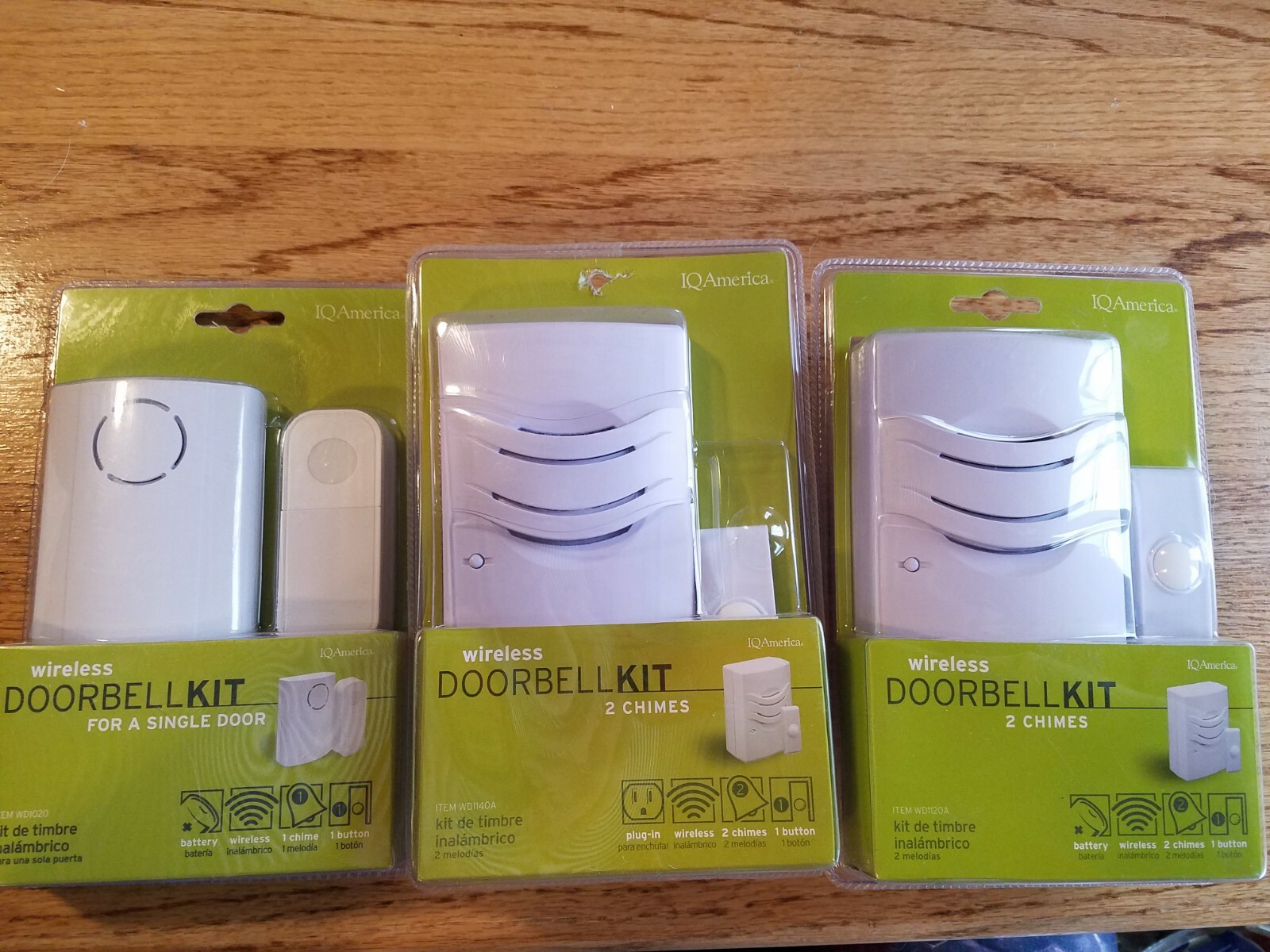 WIRELESS DOORBELL KIT IQ AMERICA single door / 1 chime / 2 chimes NEW 1 button