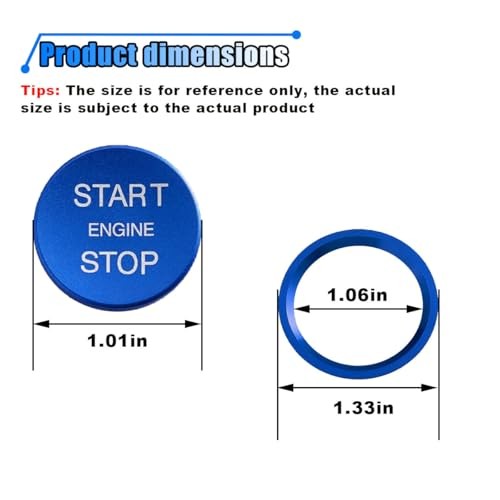 Car Engine Button Cover, Car One-Button Start Stop Push Button Decoration Blue