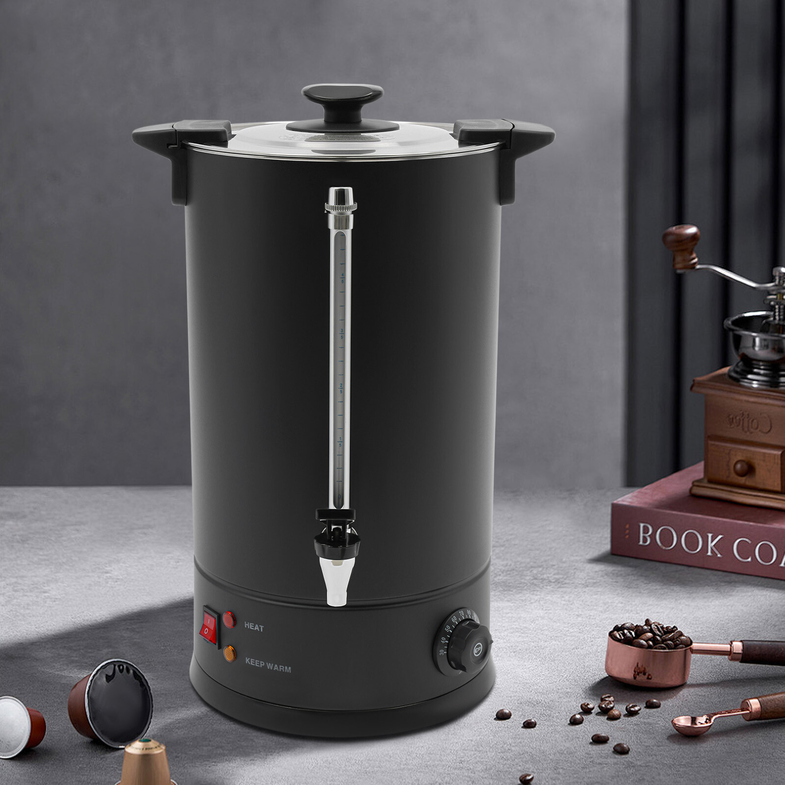 Stainless Steel Hot Coffee Dispenser with 3.7 Gallon Capacity