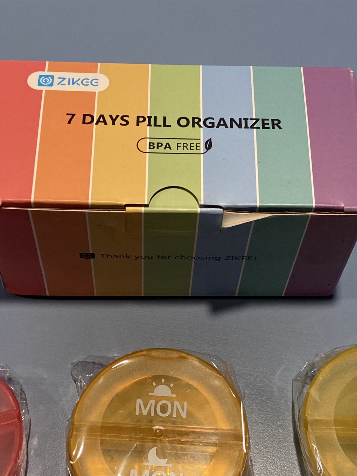 Zikee Pill Organizer Round 7 Day Pill, Vitamin Organizer , AM PM, Rainbow