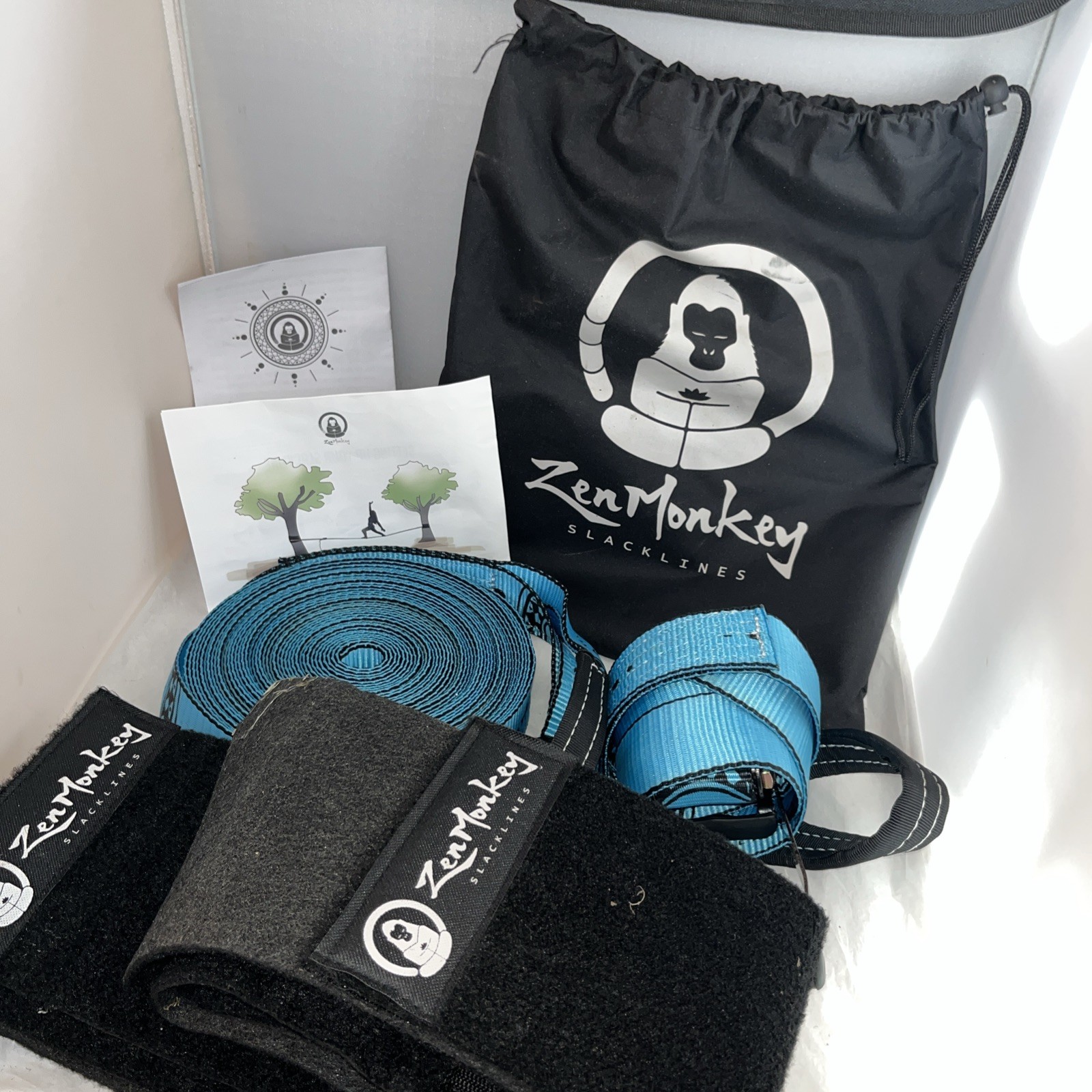 ZenMonkey Slackline Kit with Overhead Training Line, Arm Trainer, Tree Protec...