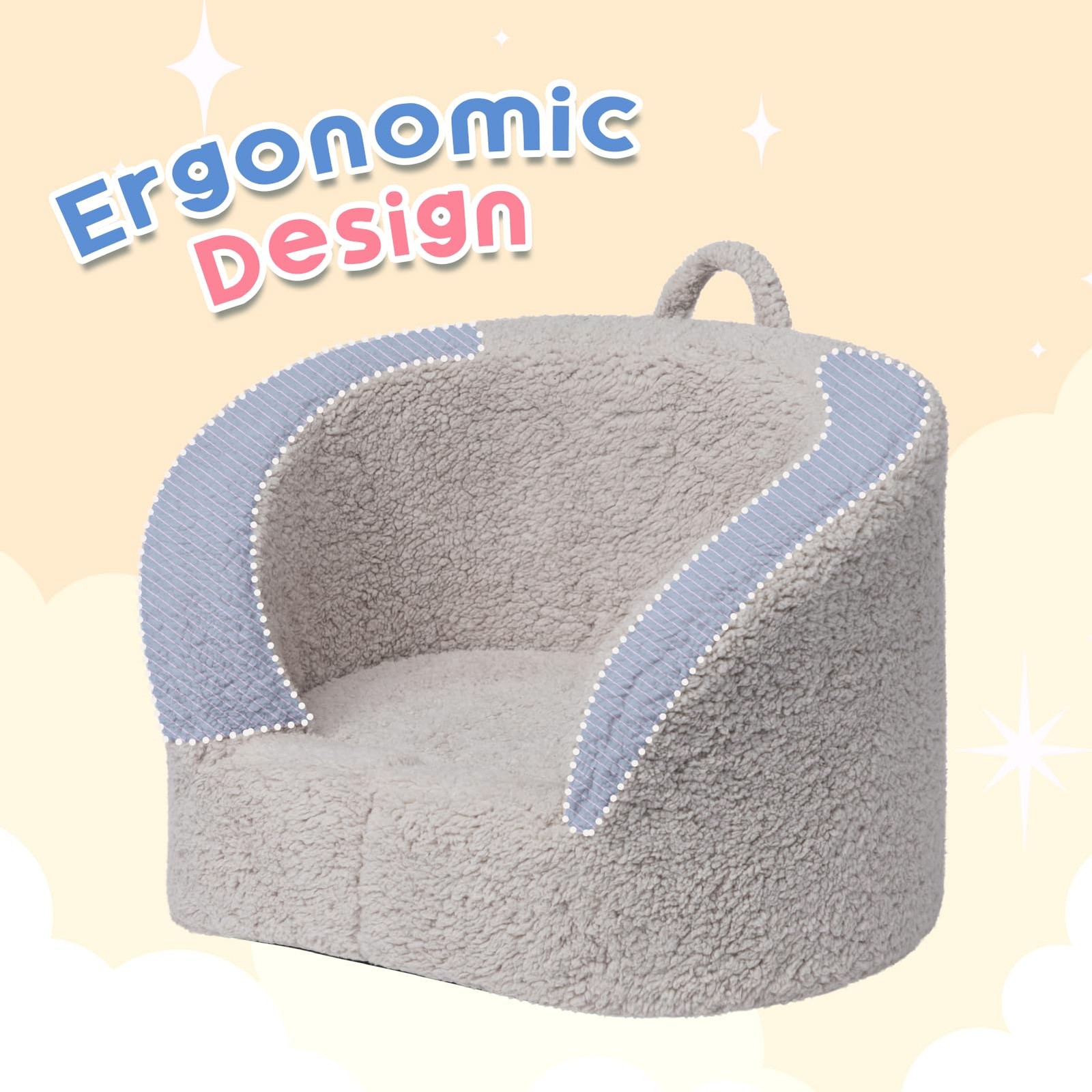 Snug-Arch Toddler Couch, Comfy Foam Baby Chair, Ergonomic Toddler Chair with ...