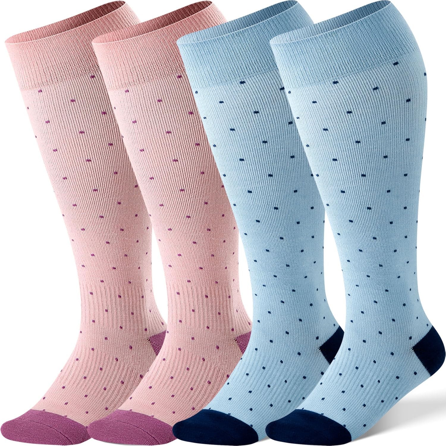 Plus Size Bamboo Compression Socks for Wide Calves 15-20 mmHg Knee High