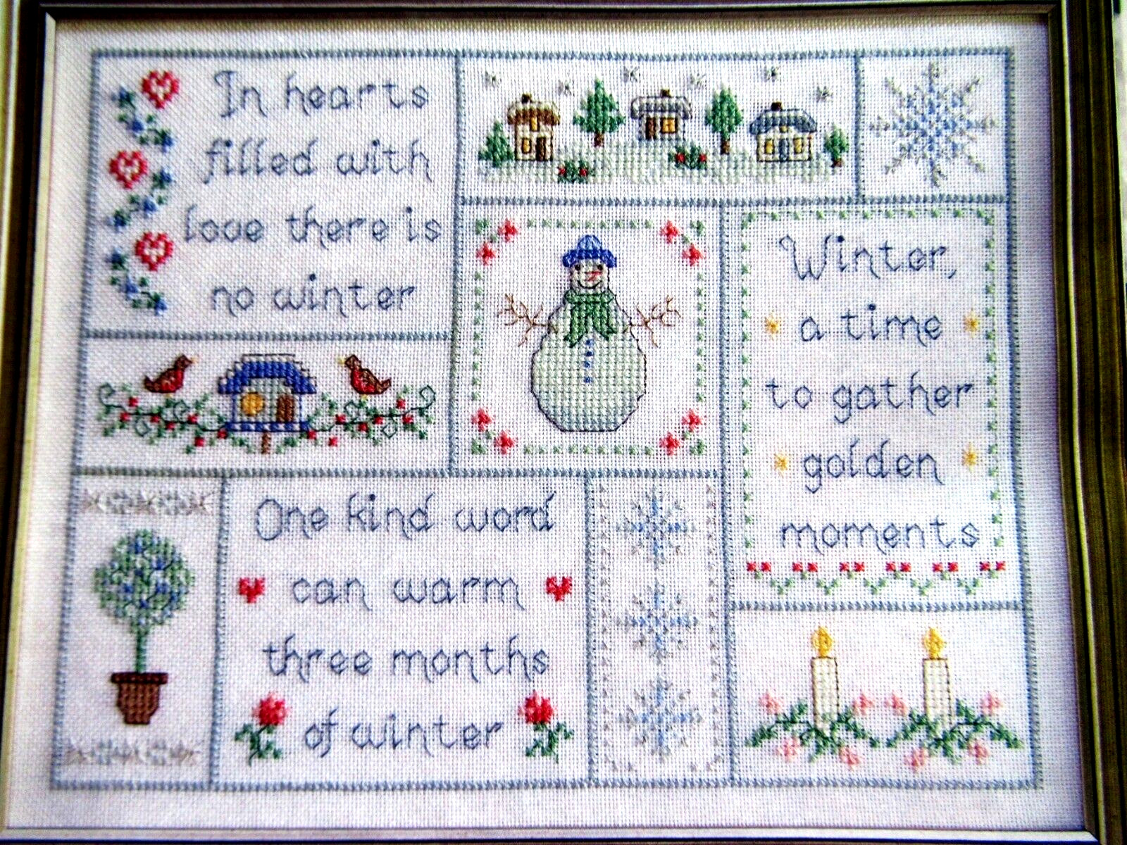 Wintertime Season Sampler Snowman Village Topiary Candles CROSS STITCH PATTERN