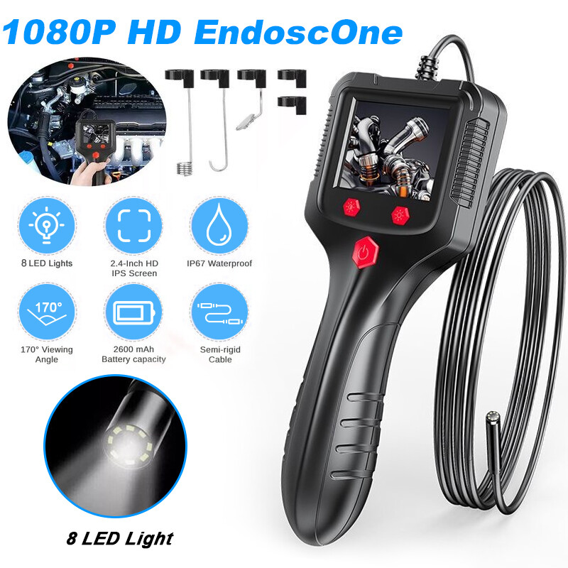 8mm Industrial Endoscope Camera Handheld 2.4" 1080P Snake Borescope