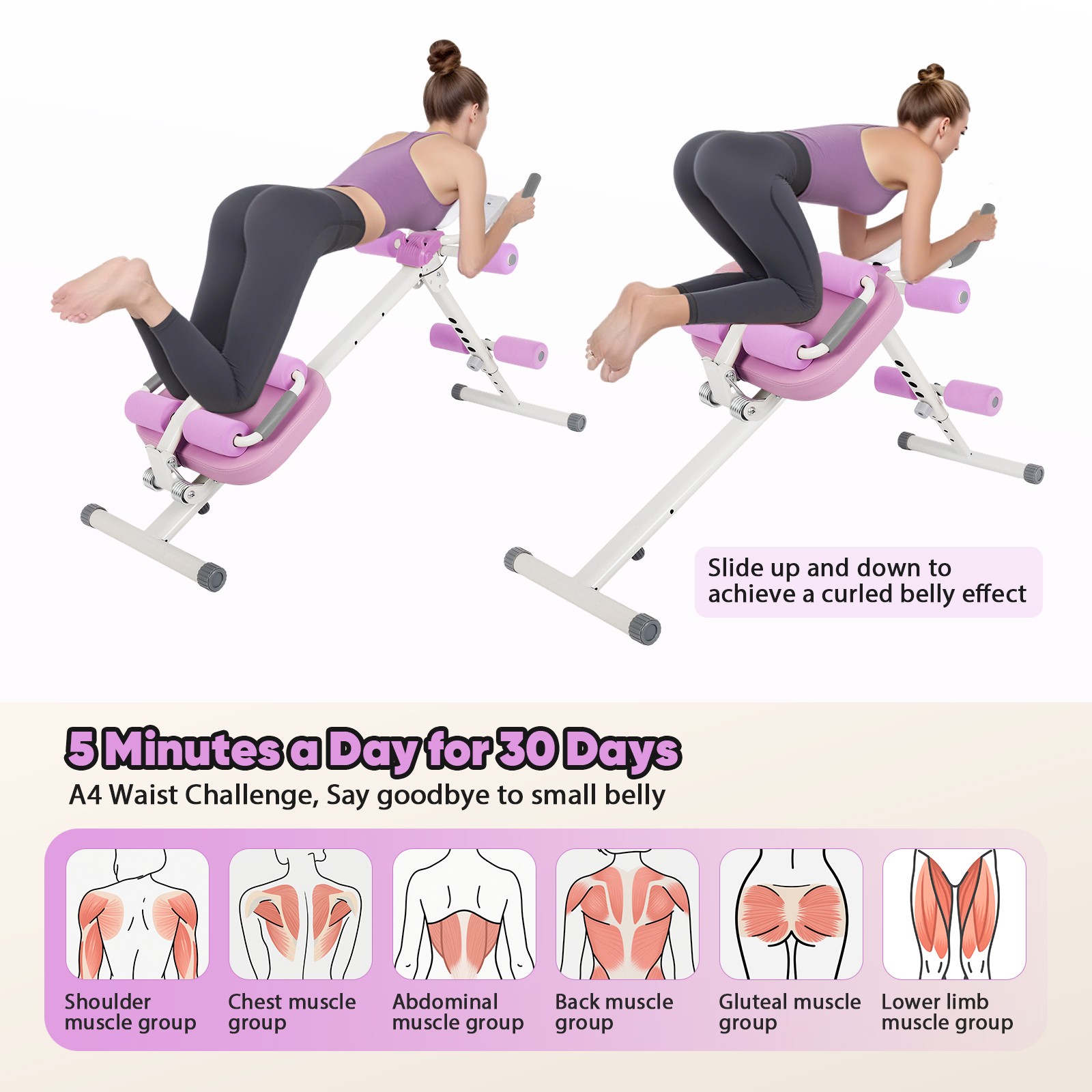 6 in 1 Abs Workout Machine Multi Functional Adjustable Ab Trainer Machine