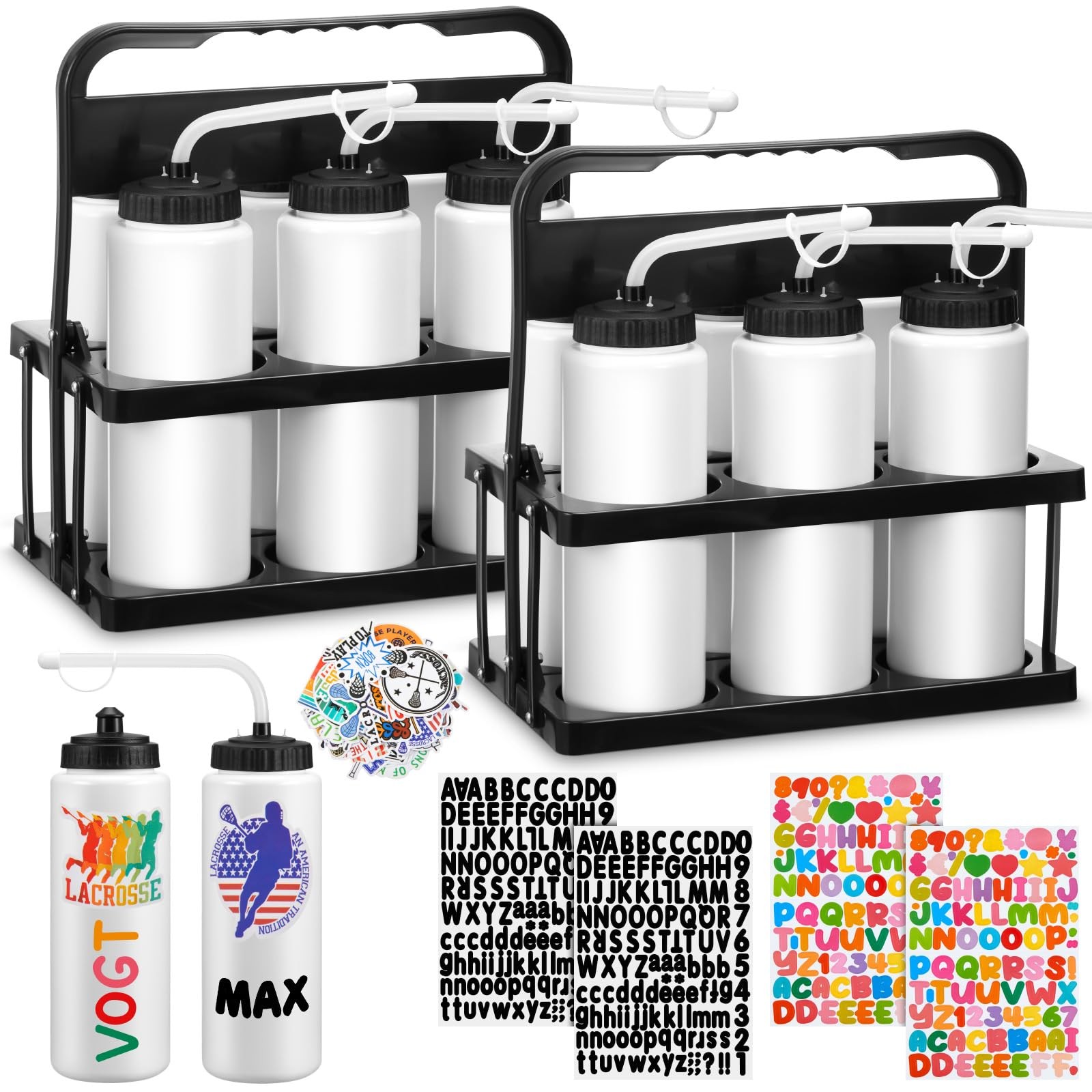 Suclain 14 Pcs Hockey Water Bottles Set, 33 Oz Team Sports Water Bottles and ...