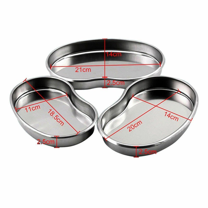 Dental Stainless Steel Shaped Curved Dish Emesis Basin Kidney Bowl Tray L/M/S