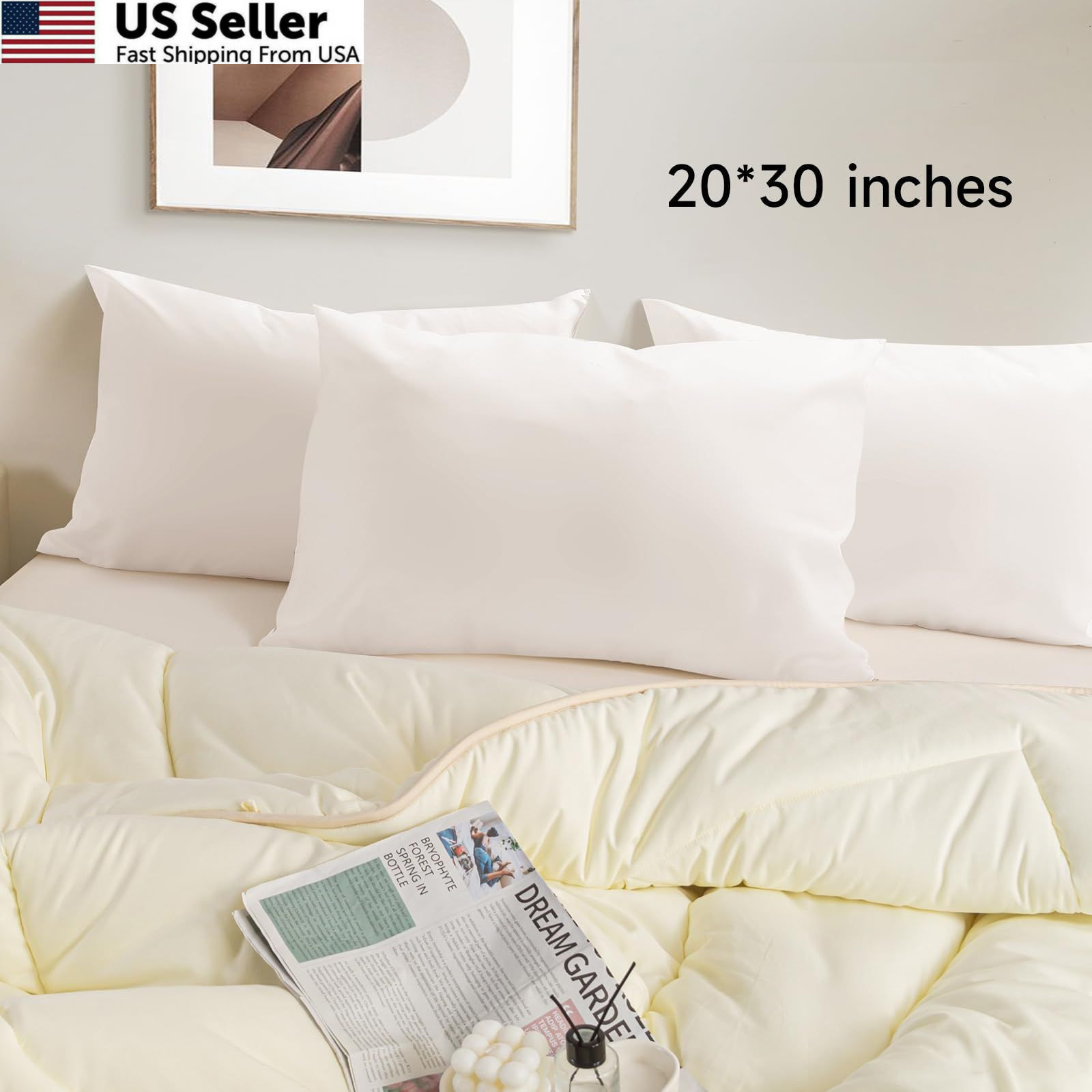 BEITE 4 Pack Pillow Case Protectors Queen-LightGray 20*30(4PCS), Lightgray