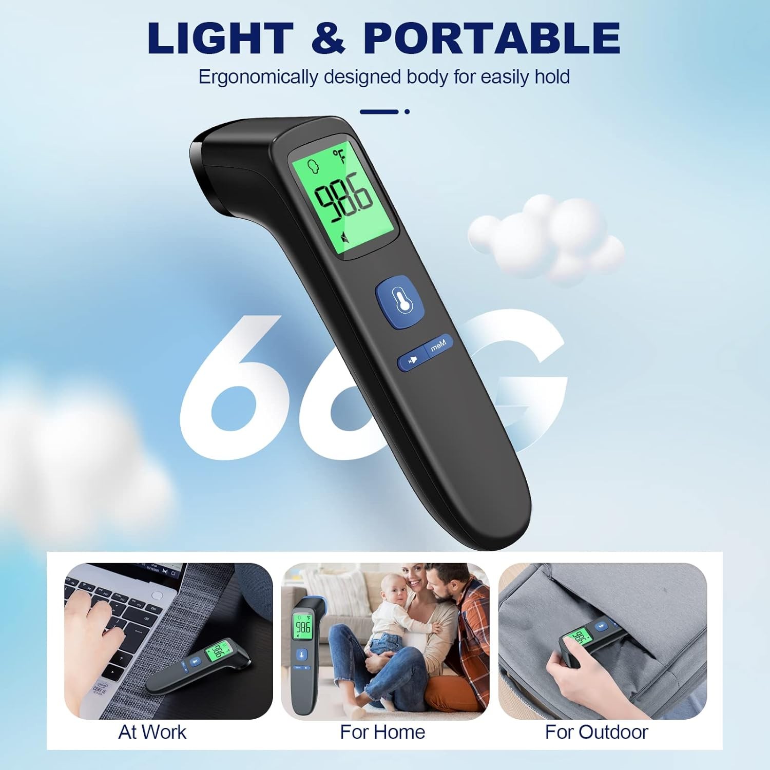 No-Touch Thermometer for Adults and Kids, Digital Baby Thermometer with Fever Al