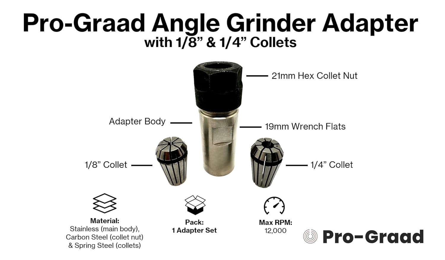 SuperGrindz 5/8”-11 Thread Angle Grinder Extension Shaft Set, Grinder Adapter...