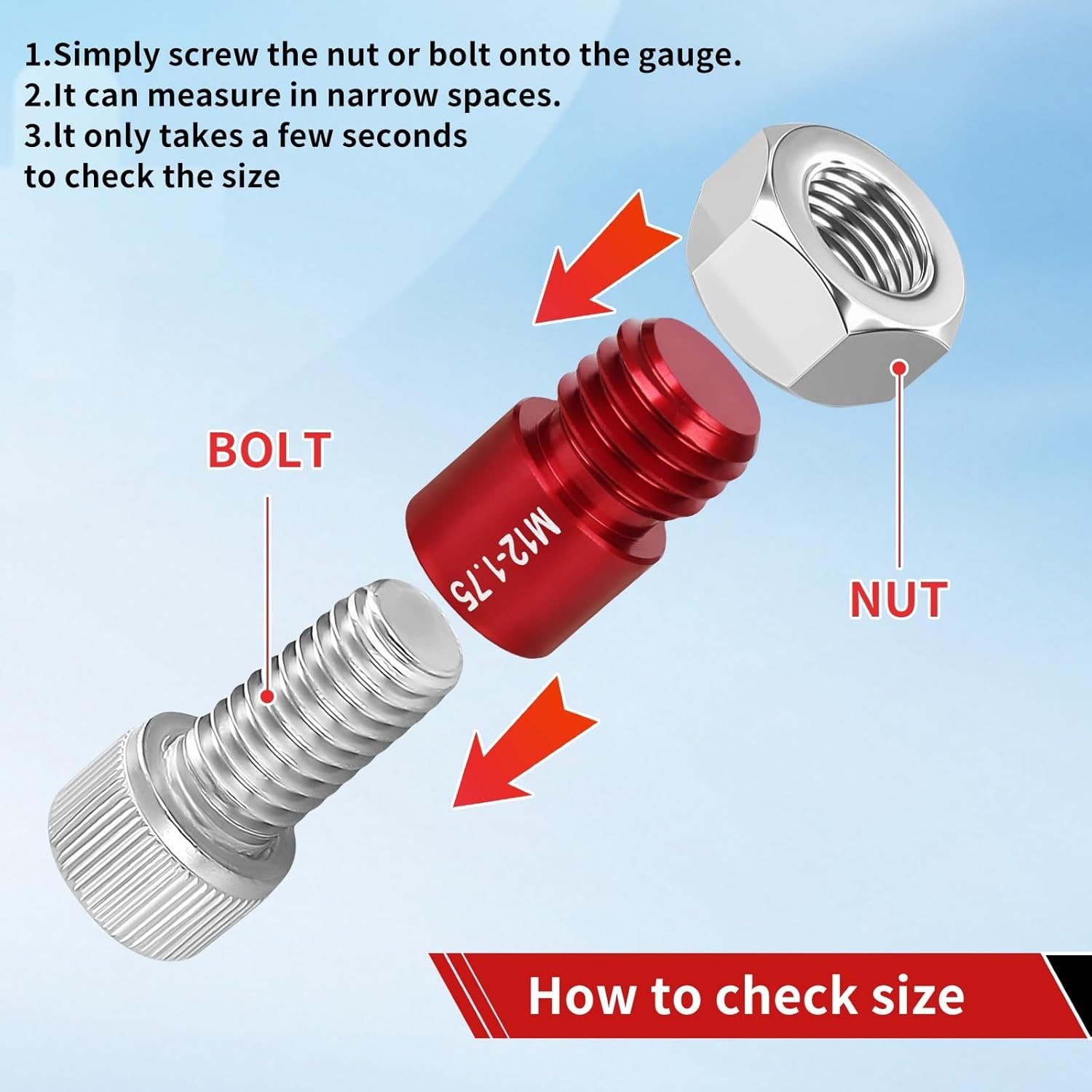 44pcs Inch & Metric Set Nut & Bolt Thread Checker Identifier Thread Gauges Box
