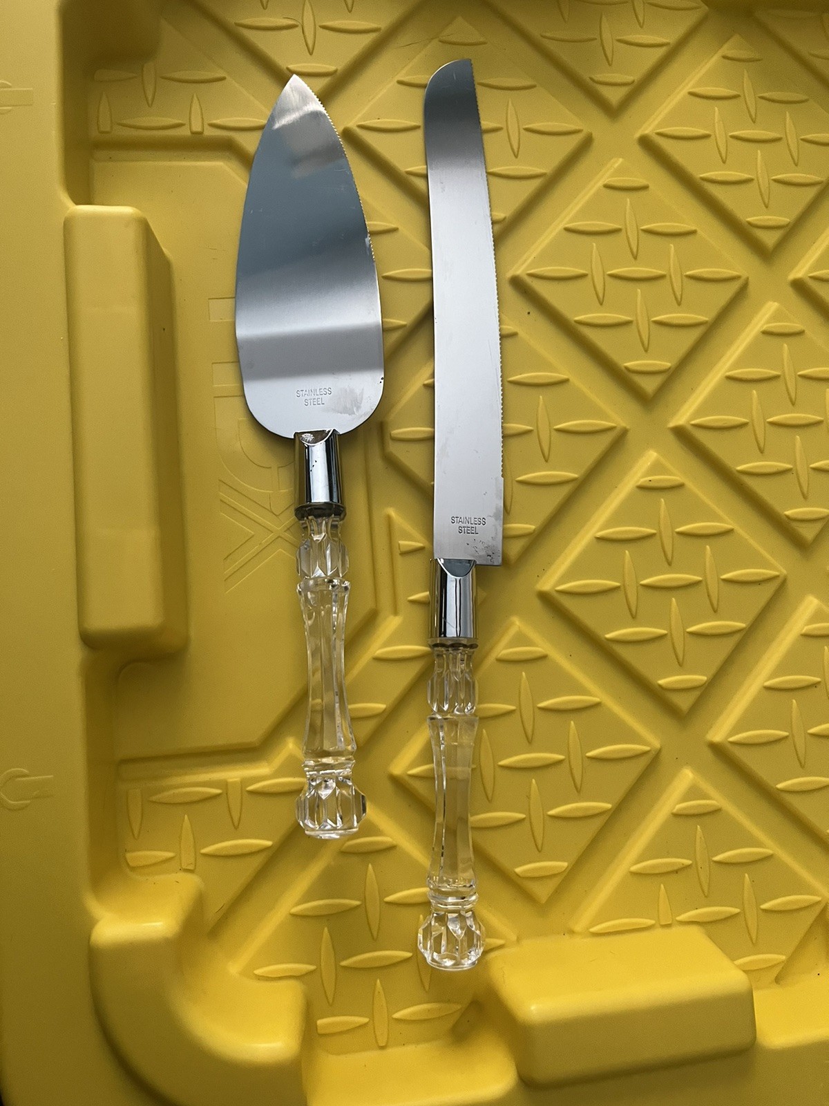 1M Quinceanera Cake Knife Pie Server Set, Silver (2-Piece Set)