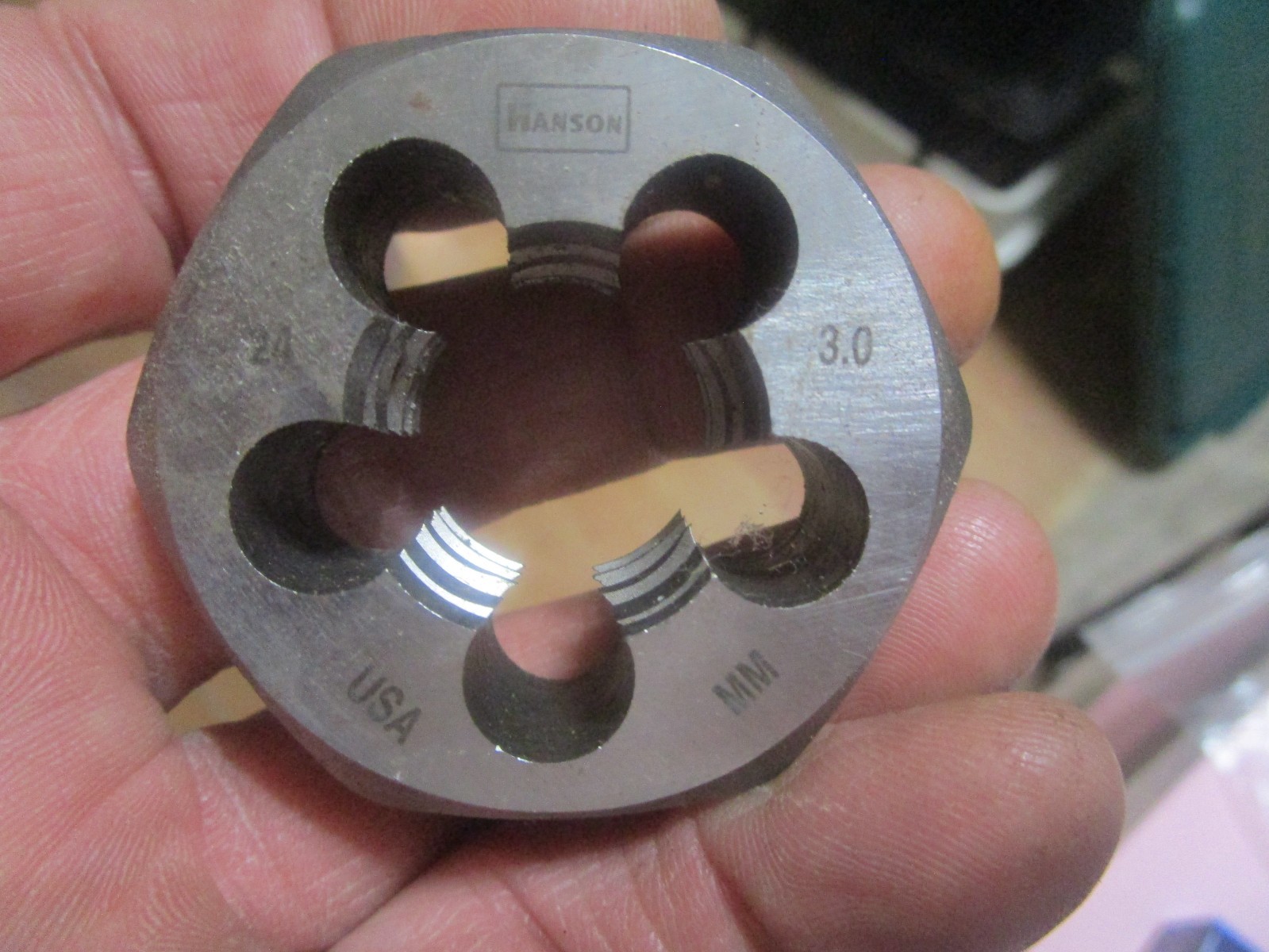 NOS Hanson 24MM X 3.0  1-13/16" Hex Metric Die USA M24X3.0