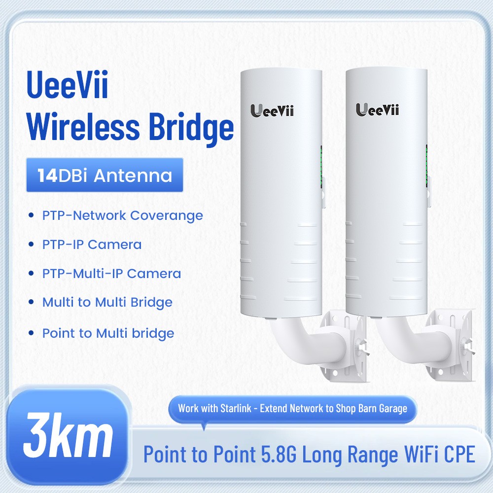 UeeVii CPE452 Point to Point Wireless Bridge CPE 3KM Network Extend 14DBi Antenn