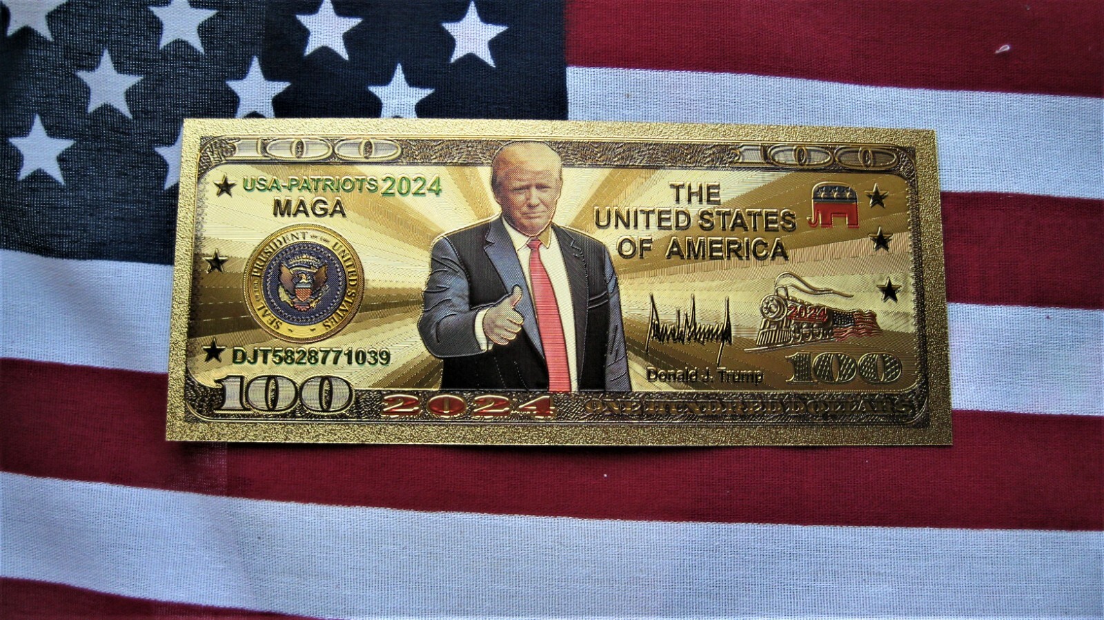 Gold 2024 Candidate Donald J. Trump President Political Politics Patriotic USA