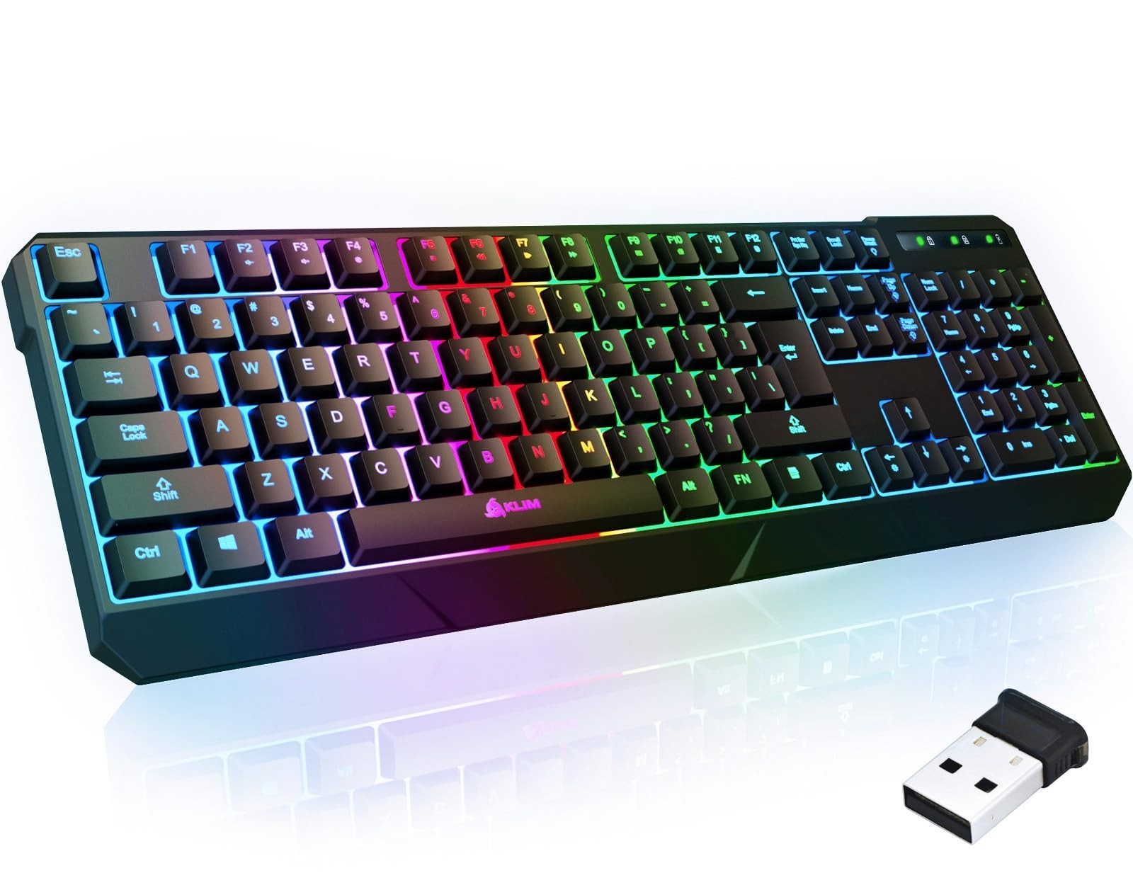 KLIM Chroma Wireless Gaming Keyboard RGB Rechargeable PC PS5 PS4 Black
