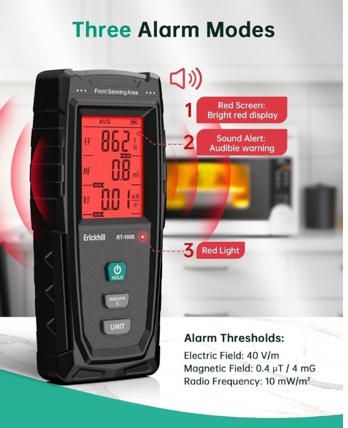 ERICKHILL 3 in 1 EMF Detector, Electromagnetic Field Radiation Detector for EF,