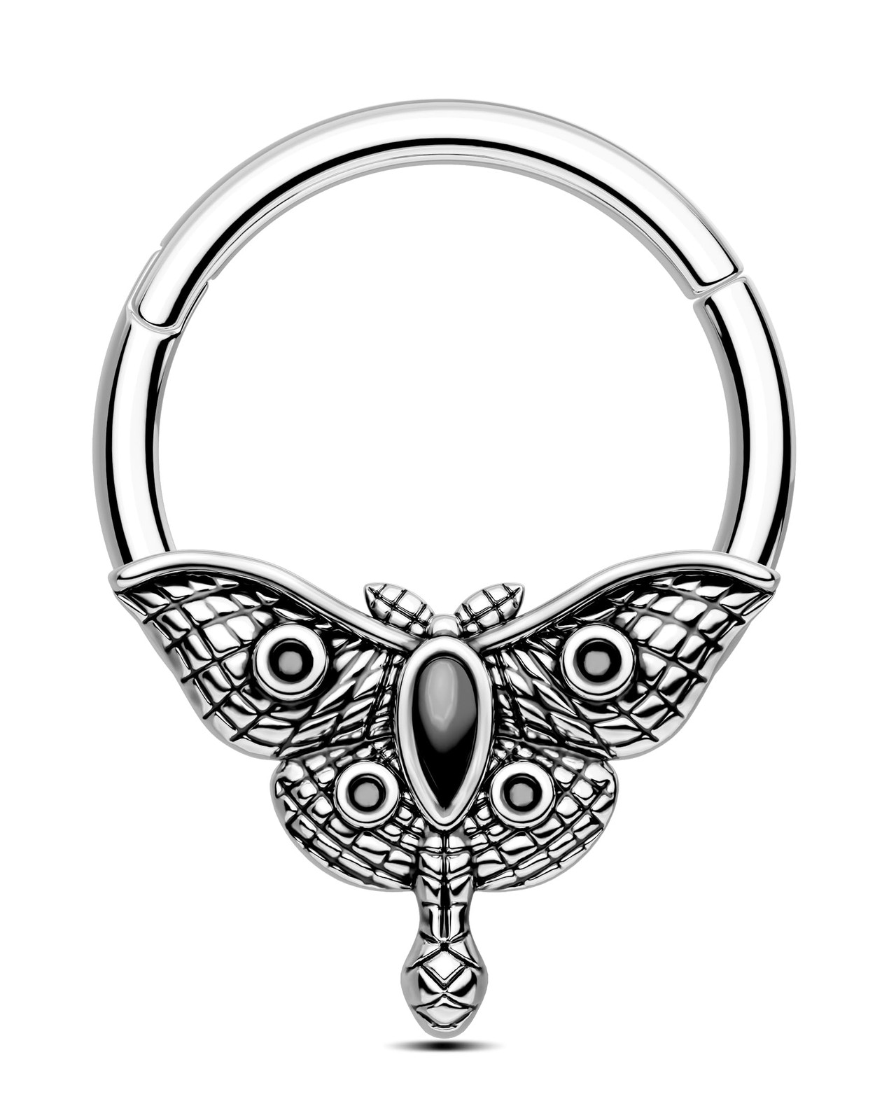 CM Crareesi Mania Moth Septum Ring 16G Mystical Piercing 16G, Silver