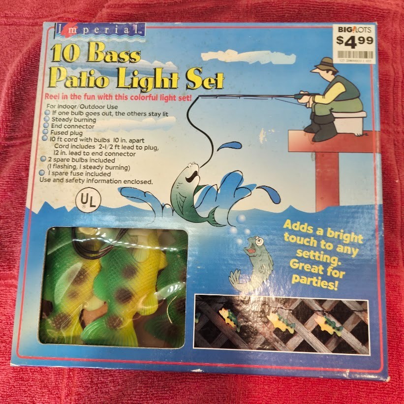 Imperial Indoor & Outdoor Patio String Light Set Of 10 Bass Fish NIB