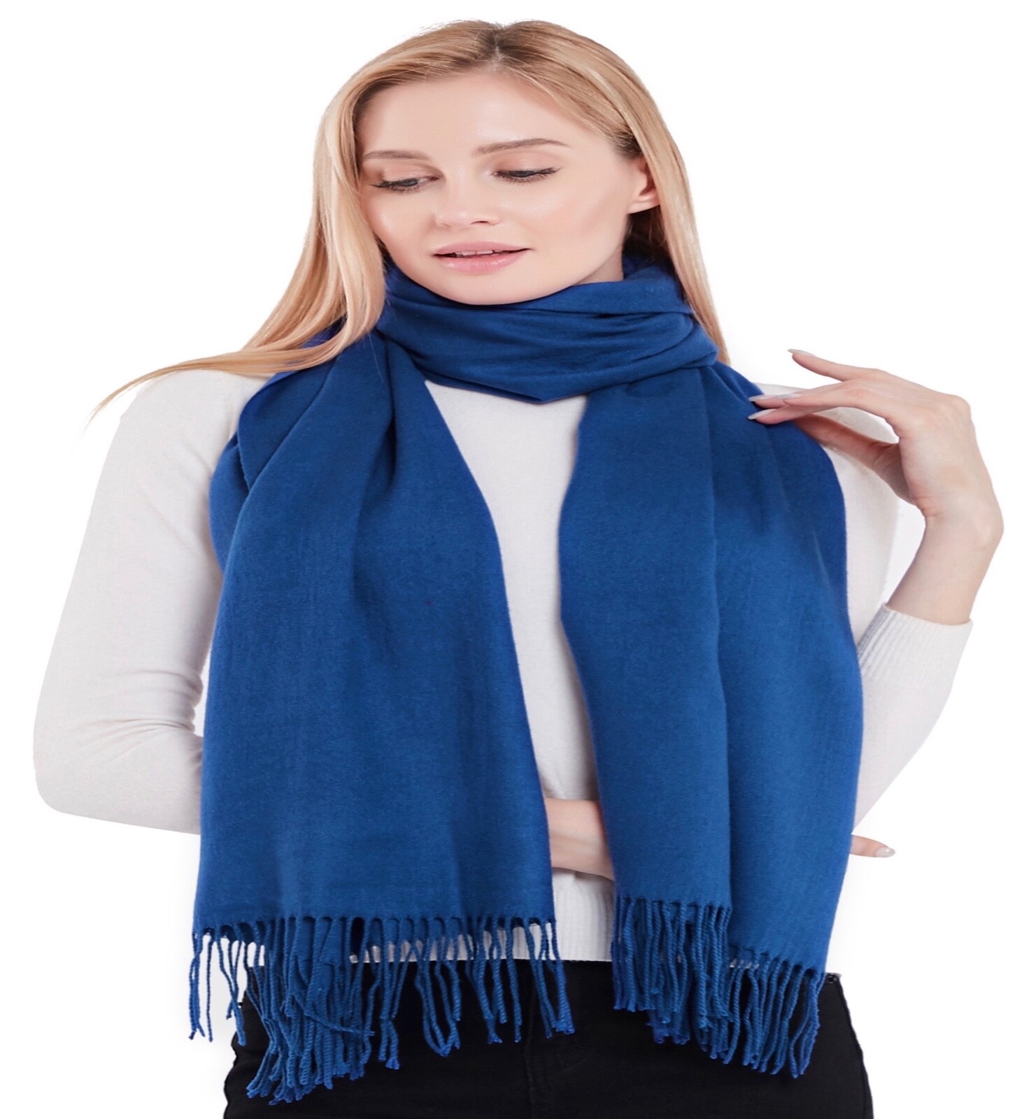 Royal Blue Thick Solid Color Cotton Blend Shawl Scarf Pashmina CJ Apparel *NEW*