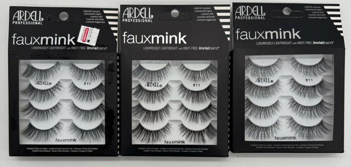 3PK Ardell Professional 811 Fauxmink Lash ~ #67410 ~ 12 TTL ~ FAST SHIP ~ NEW