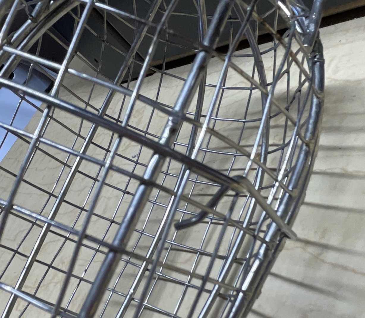 Vintage Wire Egg Shaped Hanging Cage Opens & Latches 7” X 4”