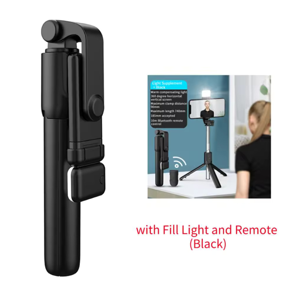 Bluetooth Selfie Stick Tripod Remote Fill Light Extendable Phone Stand