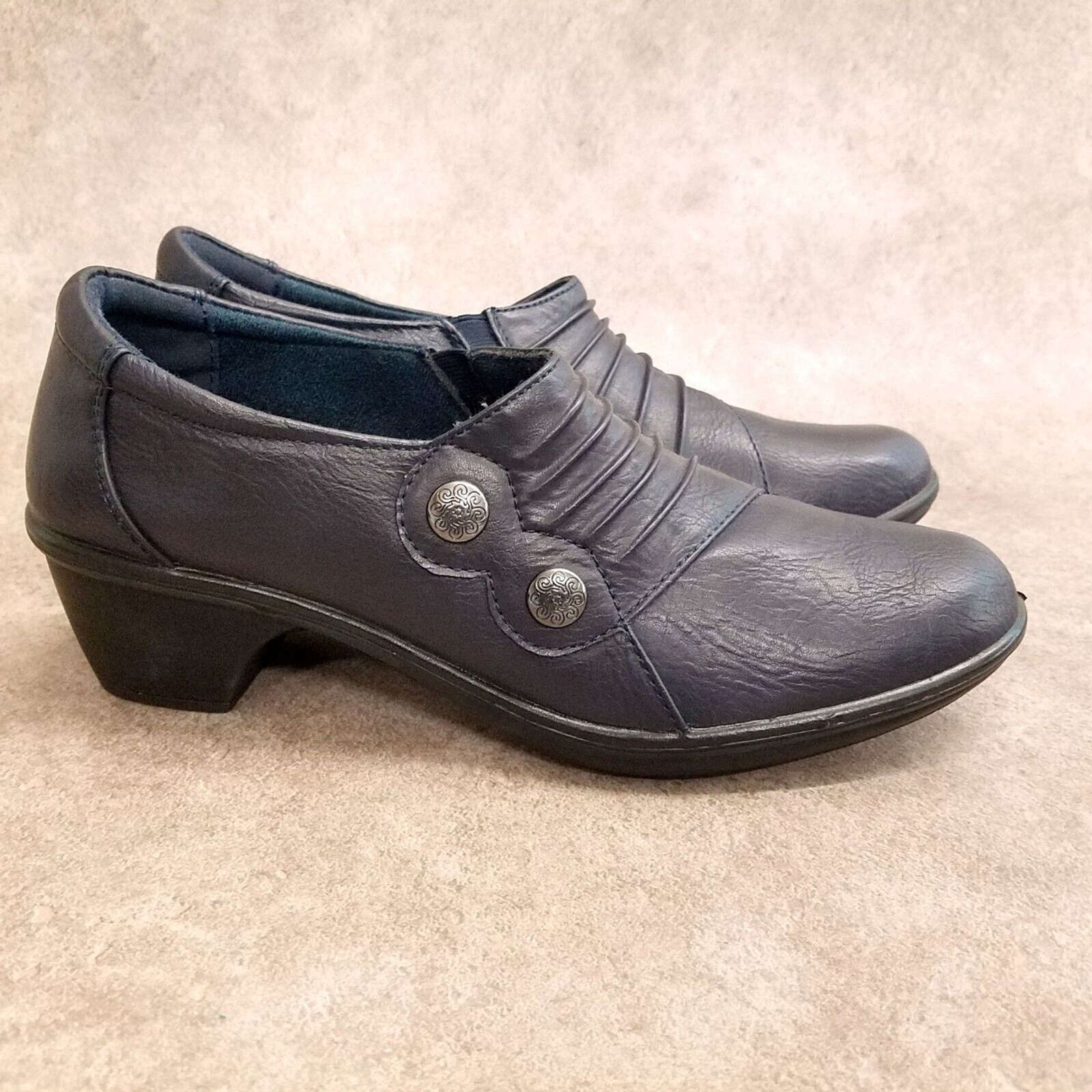 Easy Street Womens Size 8.5 Black Slip On Pleated Clogs